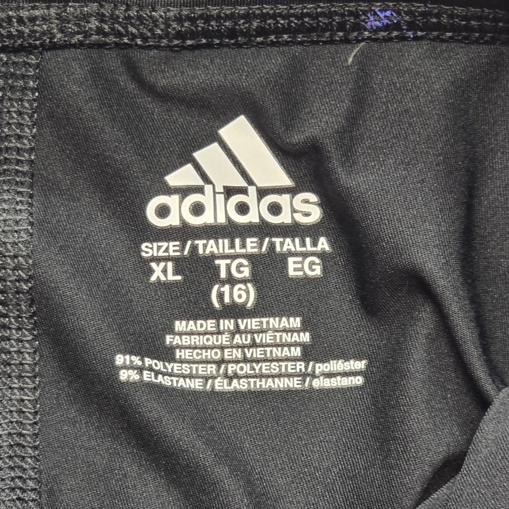 Adidas Leggings Athletic Compression Colorblock Black Pink XL 16 - Picture 3 of 7